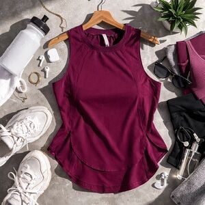 Athleta Sleeveless Performance Tank Large Ribbed Neck Plum Berry